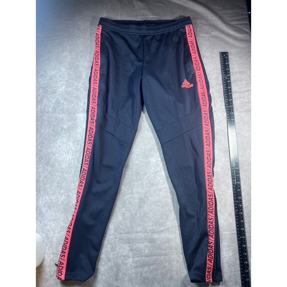Adidas Track Pants Mens M Navy Blue Pink Branded Side Tape Aeroready Joggers